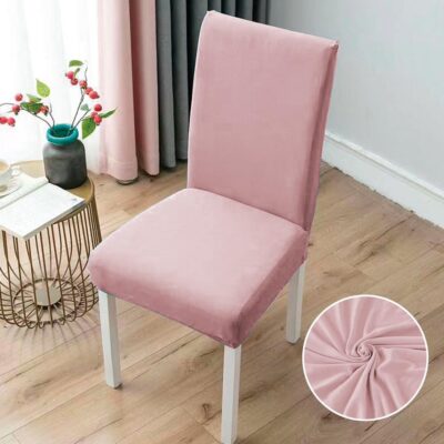 Set 6 Huse Elastice Scaun, Bumbac Elasticizat, Roz Pudra, C13386