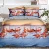 Lenjerie pat, 2 Persoane, 3D, 4 Piese, Flamingo, Apa, BR2666