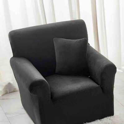 Husa Elastica Catifea, Fotoliu, UNI, Gri Inchis, J10972
