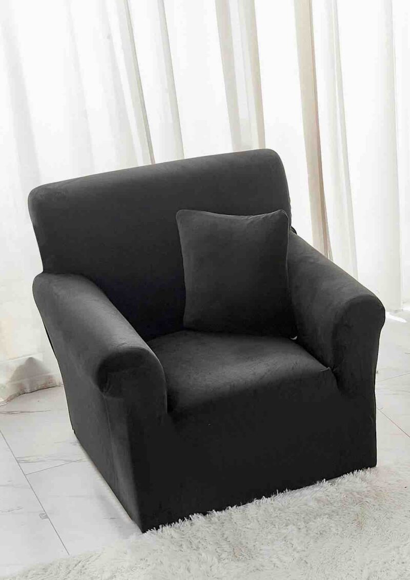 Husa Elastica Catifea, Fotoliu, UNI, Gri Inchis, J10972
