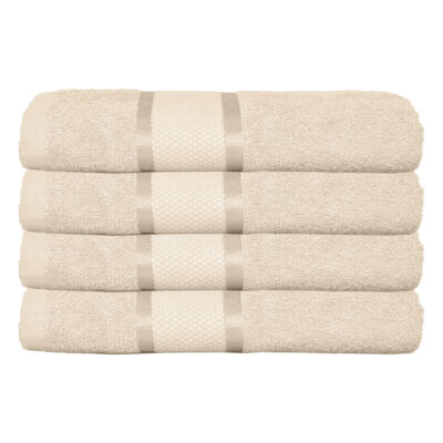 Set 4 Prosoape Baie, Bumbac 100%, 400g/m², Linii, Bej, ST15553