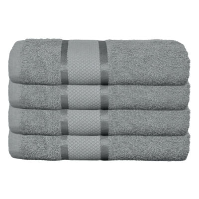 Set 4 Prosoape Baie, Bumbac 100%, 400g/m², Linii, Gri, ST15557