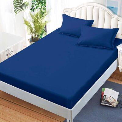 Husa Pat dublu cu Elastic, Bumbac Finet, Albastru Inchis , UNI, BR12438