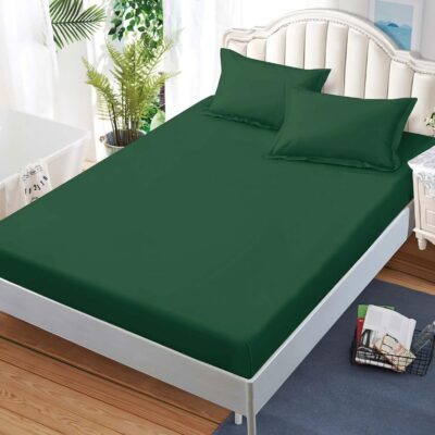 Husa Pat dublu cu Elastic, Bumbac Finet, Verde Inchis , UNI, BR12437