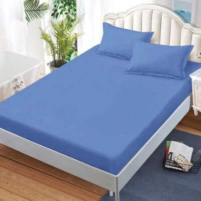 Husa Pat dublu cu Elastic, Bumbac Finet, Bleu , UNI, BR12439