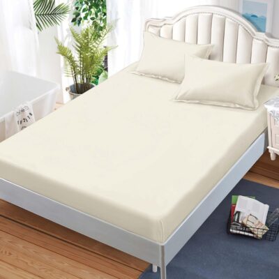 Husa Pat dublu cu Elastic, Bumbac Finet, Crem , UNI, BR12452