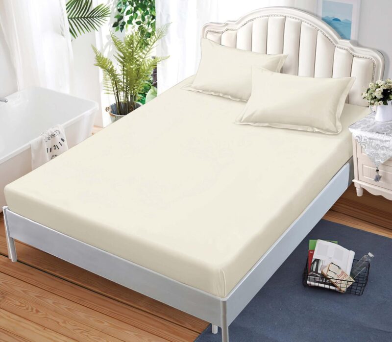 Husa Pat dublu cu Elastic, Bumbac Finet, Crem , UNI, BR12452