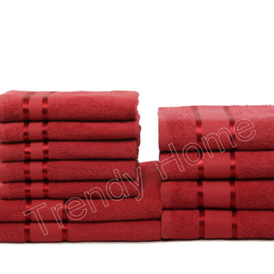 Set 11 Prosoape Maini/Fata/Corp, Bumbac 100%, Rosu, 400g/m², ST12203