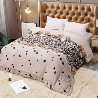 Patura Pufoasa Cocolino, Leopard, Crem, 200x230, J18040