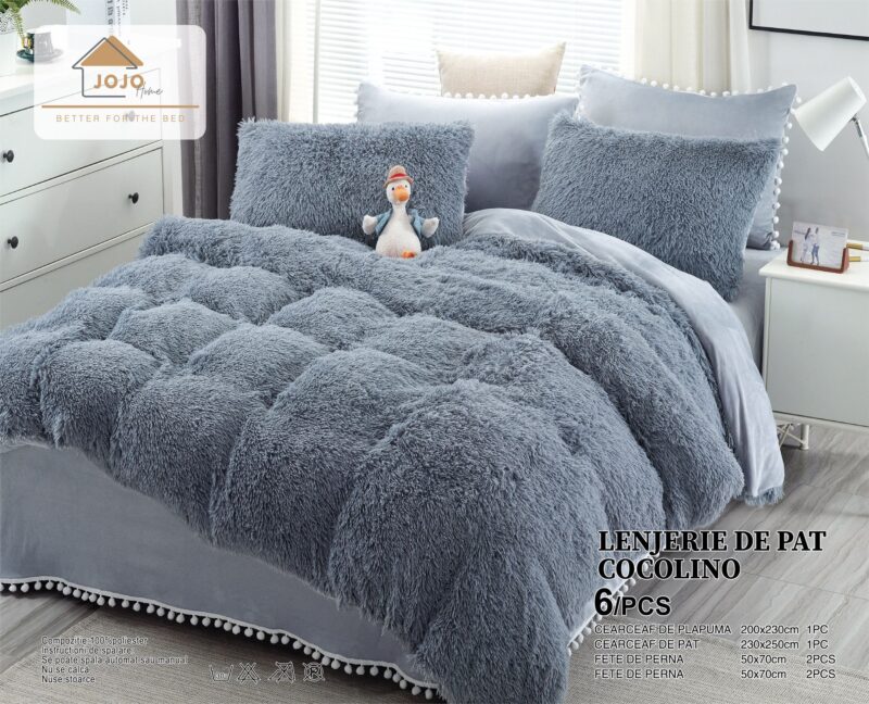 Lenjerie Cocolino, Fluffy, Super Pufoasa, 6 Piese, Gri, J141101