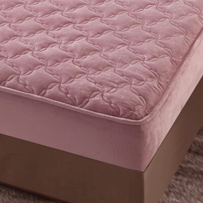 Husa de Pat cu Elastic, Catifea, Roz, J141124