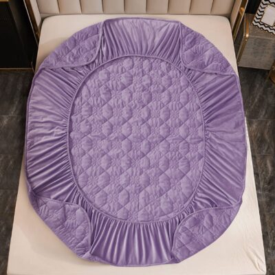 Husa Pat Catifelata cu Elastic, 140 x 200cm, Mov, J14278