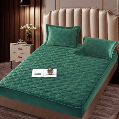 Husa Pat Catifelata cu Elastic, 140 x 200cm, Turcoaz, J14279