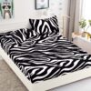 Husa Pat dublu cu Elastic, Bumbac Finet, Zebra, Alb/Negru, J14451