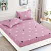 Husa Pat dublu cu Elastic, Bumbac Finet, Inimioare, Roz, J14456