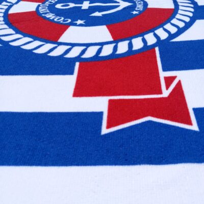 Prosop de Plaja, Catifea din Microfibra, 90 x 170 cm, 420gr/m², Sigla Marinar, Alb/Albastru, ST14522