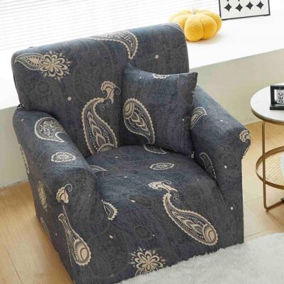 Husa Elastica Fotoliu, Bumbac Elasticizat, Bleumarin/Crem, J14797