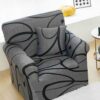 Husa Elastica Fotoliu, Bumbac Elasticizat, Gri/Negru, J14798