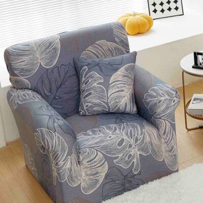 Husa Elastica Fotoliu, Bumbac Elasticizat, Albastru/Crem, J14803