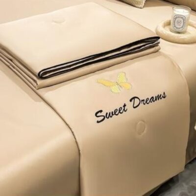 Lenjerie De Pat din Matase, Pilota Inclusa, 4 Piese, Maro, C14696