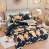 Lenjerie de pat dublu cu Elastic, Finet, 6 Piese, Urs, Negru, J14917-ELASTIC