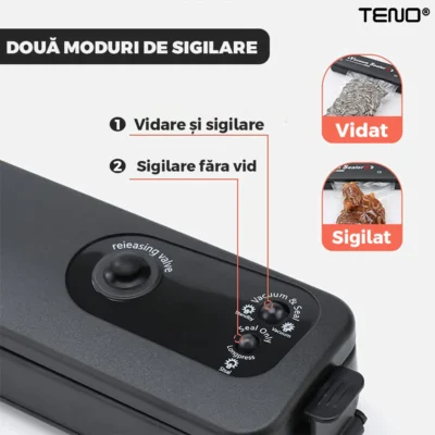 Aparat de Sigilat si Vidat, Set 6 Role de Vidat Gofrate, 20 cm x 5 m incluse, 90W, 220V, Portabil, TENO1227