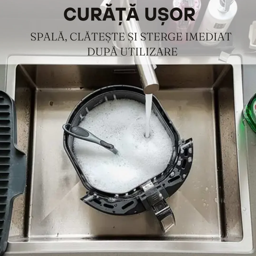 Friteuza Air Fryer, Aer cald, Fara ulei, Touchscreen Digital, 6L, 2400W, Circulatie Aer 360°, STM100