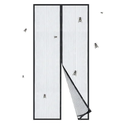 Plasa Pentru Usa Cu Inchidere Magnetica, Anti-Insecte, Tanrari, Muste, Paianjeni, Montare Velcro, Materiale Calitative, 185x104 Cm, Negru, TENO1163