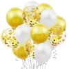 Set 15 Baloane, Confeti, Pentru Petreceri/Aniversari/Evenimente, O Singura Dimensiune, 3 Culori, Latex, Auriu/Alb/Transparent, TENO261