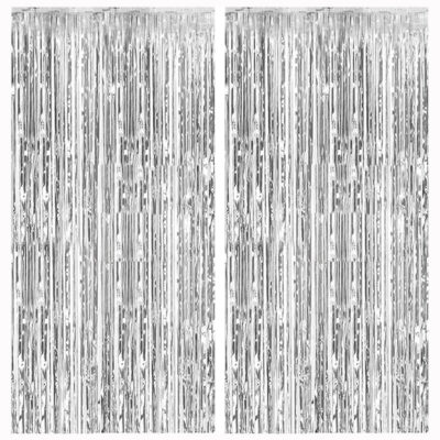 Set 2 Bucati Perdea Decorativa Din Folie Argintiu Metalizat, Pentru Petreceri Aniversare, TENO324