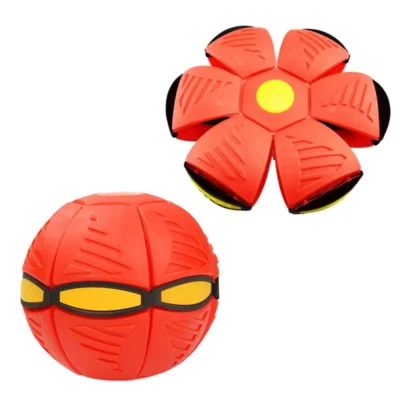 Minge Zburatoare Transformabila in Disc Frisbee, 2 Moduri de Joaca, 23 cm, Rosu, TENO341