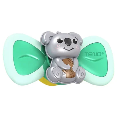 Jucarie Interactiva Fidget Spinner, Koala, Margini de Silicon, 2 Laturi, Ventuza de Prindere, 1-3 ani, Verde, TENO6