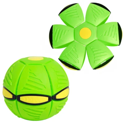 Minge Zburatoare Transformabila in Disc Frisbee, 2 Moduri de Joaca, 23 cm, Verde, TENO355