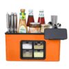 Organizator Multifunctional Pentru Bucatarie cu 4 Compartimente, Raft Condimente, Tavita de Scurgere, Suport Tacamuri/Ustensile, TENO603