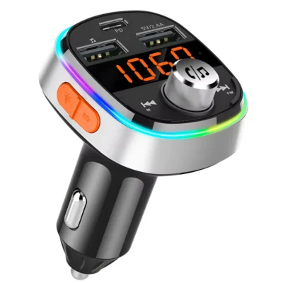 Modulator FM Auto, Bluetooth 5.0, Functie de Dubla Incarcare, Afisare Voltaj Baterie, Transmitator FM, 3 Porturi USB Type-C, Capacitate Memorie 32 GB, Ecran LED, TENO1291