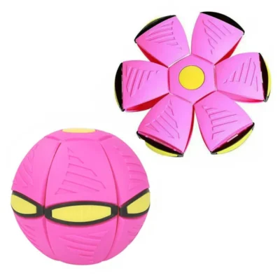 Minge Zburatoare Transformabila in Disc Frisbee, 2 Moduri de Joaca, 23 cm, Roz, TENO354