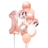Set 12 Baloane, Cifra 1, Pentru Petreceri/Aniversari/Evenimente, Stea/Rotunde/Confetti, 3 Culori, Latex, Rose Gold, TENO1060