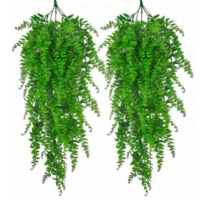 Set 2 Plante Artificiale Tip Iedera, Ramuri Agatatoare, Aspect Natural, Rezistente la Conditii Meteo, Interior/Exterior, 85 cm, TENO1128