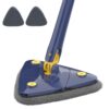 Mop Telescopic cu Cap Triunghiular, Rotire 360 Grade, Curatare Usoara, 2 Lavete Incluse, 127 cm, Albastru/Galben, TENO709