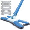 Mop Telescopic cu Cap in Forma de X, Rotire 360 Grade, 4 Lavete Incluse, 123 cm, Albastru Deschis, TENO554