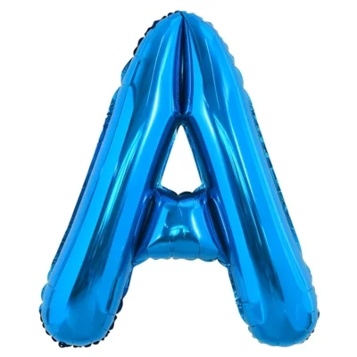 Balon in Forma de Litera A, Metalizat, Pentru Petreceri/Aniversari/Evenimente, 40 cm, Rezistent, Folie, Albastru, TENO1021
