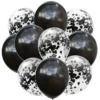 Set 10 Baloane, Confeti, Pentru Petreceri/Aniversari/Evenimente, O Singura Dimensiune, 2 Culori, Latex, Negru, TENO771
