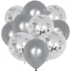 Set 10 Baloane, Confeti, Pentru Petreceri/Aniversari/Evenimente, O Singura Dimensiune, 2 Culori, Latex, Argintiu, TENO770