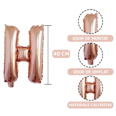 Set 13 Baloane, Litere, Pentru Petreceri/Aniversari/Evenimente, Model Happy Birthday, Rose Gold, TENO306