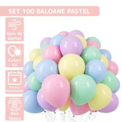 Set 100 Baloane, Pentru Petreceri/Aniversari/Evenimente, O Singura Dimensiune, Latex, Multicolor, TENO298