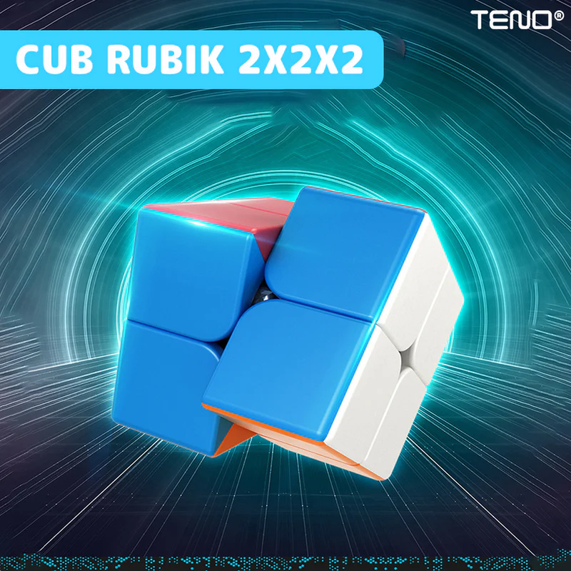 Cub Rubik Magnetic, Puzzle Rapid, Fara Autocolante, Dezvoltarea Inteligentei, 2x2x2, Multicolor, TENO364