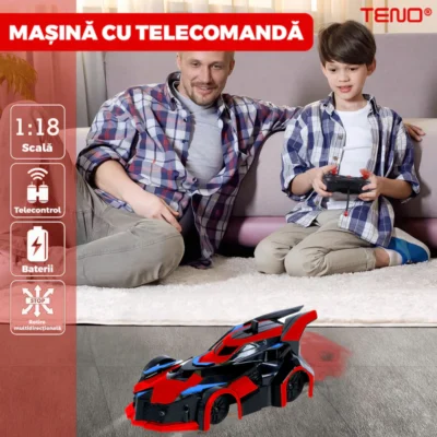 Masinuta Antigravitationala cu Telecomanda, Urcare pe Pereti si Tavan, Rotire 360 Grade, Senzor Infrarosu, Incarcare USB, Telecomanda Intuitiva, Rosu/Negru, TENO1416