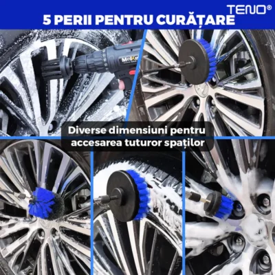 Set Premium 26 Piese Detailing Auto, 5 Pensule Detaliu, Burete Aplicator,Laveta Microfibra, Perii Aer Conditionat, Perii de Zimtate, Manusa Din Microfibra Fata-Verso, TENO677