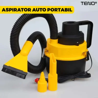 Aspirator Auto Portabil, Capacitate 3 Litri, 120W, Alimentare Bricheta Auto 12V, Aspirare Umed si Uscat, 4 Accesorii Incluse, TENO359