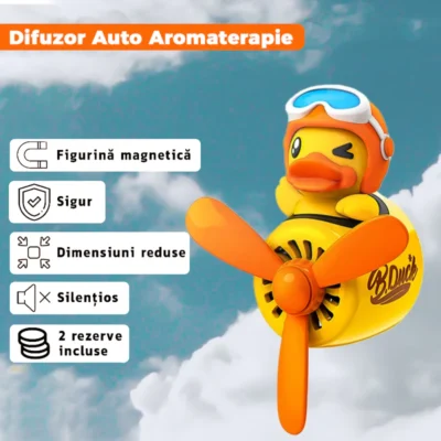 Difuzor Auto Aromaterapie, Car Pilot Yellow Duck, Kit Odorizant, 2 Arome cu Extracte Naturale Incluse, TENO336